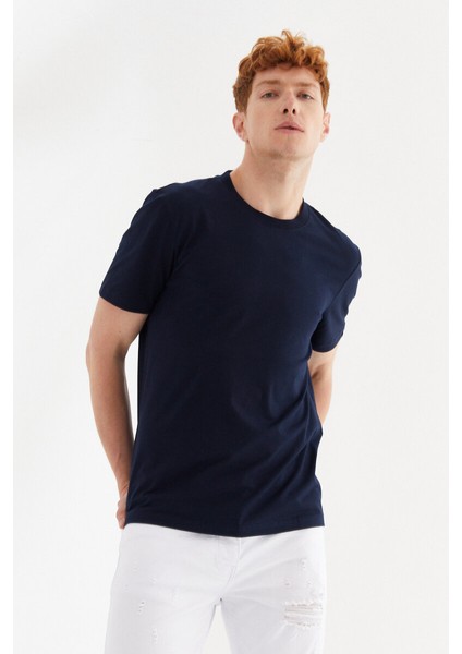 Active Boykot Baskılı Bisiklet Yaka Regular Fit Tişört Lacivert indirimleri