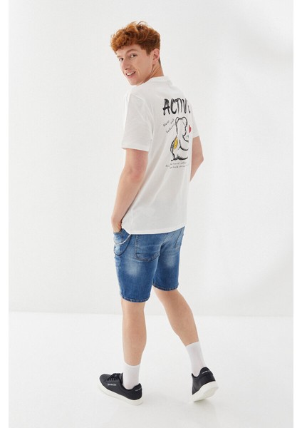 Active Boykot Baskılı Bisiklet Yaka Regular Fit Tişört Ekru fiyatları