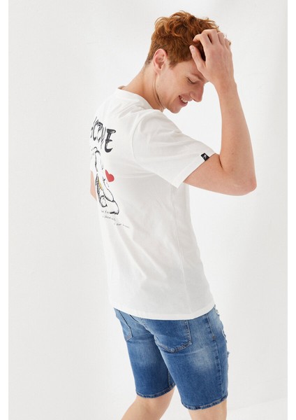 Active Boykot Baskılı Bisiklet Yaka Regular Fit Tişört Ekru indirimleri