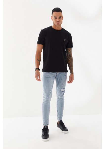 Göğüs Ebabil Silüet Baskı Düz Desen Bisiklet Yaka Regular Fit Tişört Siyah fiyatları