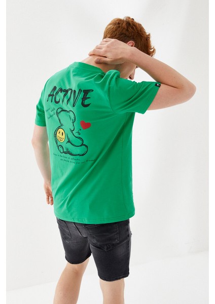 Active Boykot Baskılı Bisiklet Yaka Regular Fit Tişört Benetton Yeşili fırsatları