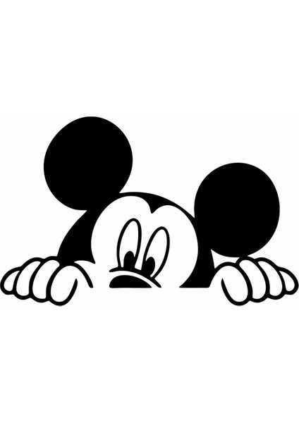 Mickey Mouse Araba Sticker Siyah 20X13 cm