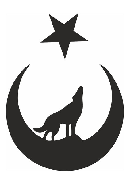 Bozkurt Türk Bağyrağı Sticker Siyah 20X15 cm