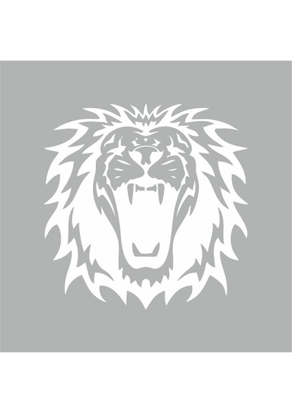 Kükreyen Aslan Sticker Beyaz 15X15 cm