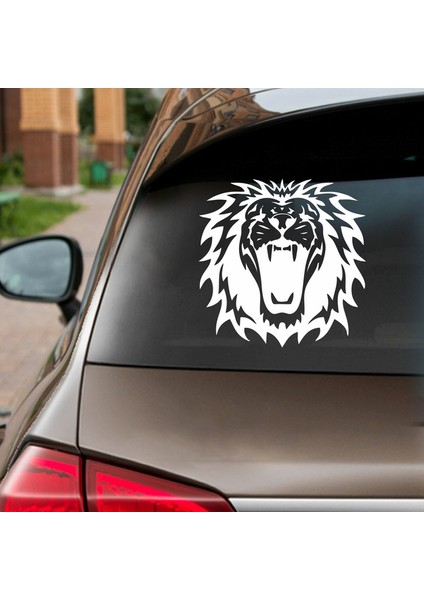 Kükreyen Aslan Sticker Beyaz 15X15 cm fiyatları