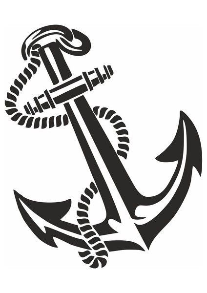 Denizci Çapası Sticker Siyah 20X20 cm