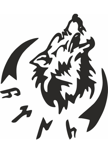 Bozkur Göktürkçe Türk Sticker Siyah 20X20 cm