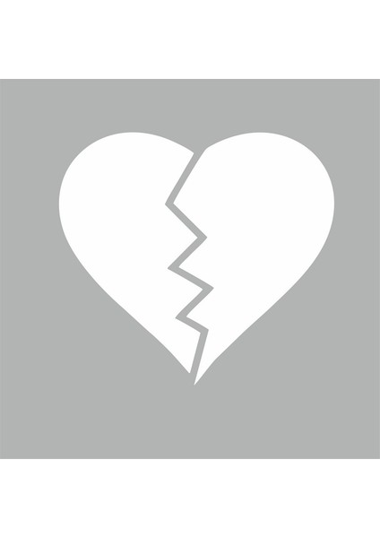 Kırık Kalp Araba Stickeri Beyaz 15X13 cm