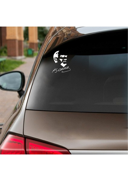 Atatürk Silüet ve Imza Sticker Beyaz 17X20 cm fiyatları