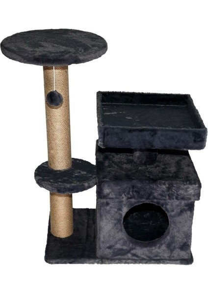 39X72X87 cm Kedi Oyun Evi ve Tırmalama Platformu Gri