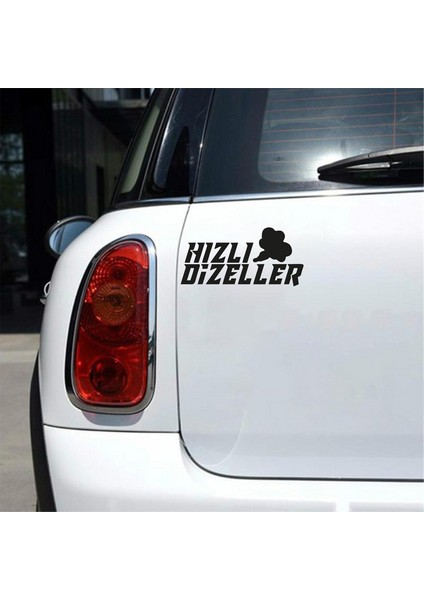 Hızlı Dizeller Araba Sticker Siyah 16X8 cm