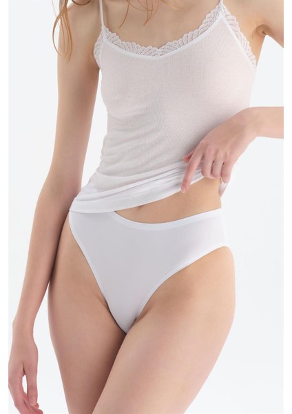 Helena H2727 Bayan Lazer Kesim Bikini Beyaz