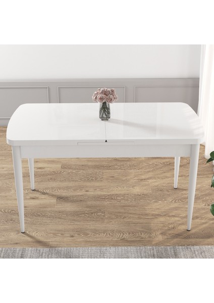 Concept Due Serisi 80X132 Açılabilir Beyaz Mutfak Masası Takımı ve 6 Sandalye