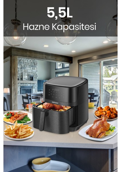 Grana Sıcak Tutma Buz Çözme Kurutma Özellikli 7 Litre Xxl Dokunmatik Inox Airfryer Sıcak Hava Fritözü