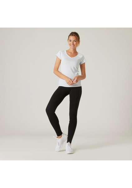 Domyos Kadın Siyah Spor Tayt Fit 500 - Slim - Fitness Hafif Antrenman