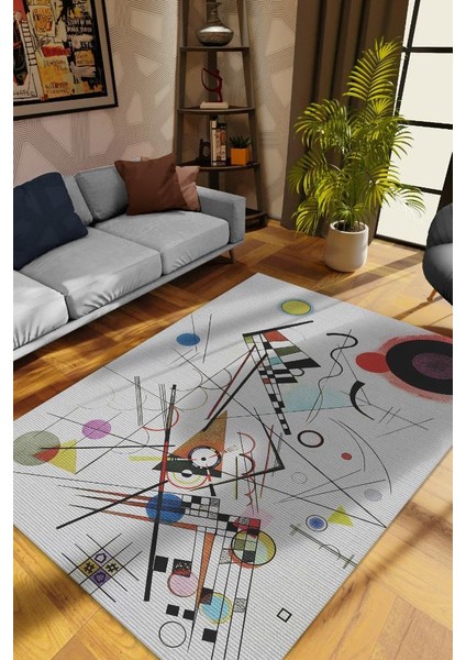 Kompozisyon,Kandinsky Sanat Halısı,Geometrik Oturma Odası Halı,Pamuklu Dokuma Tabanlı Halı