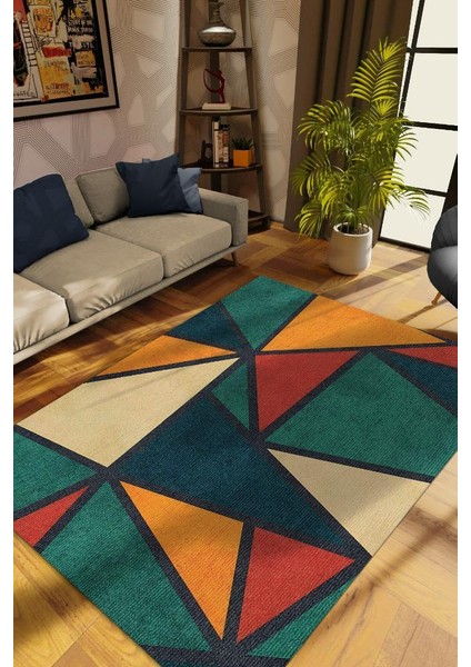 Üçgenler,Geometrik Halı,Renkli Mutfak Halısı,Şekilli Genç Odası Halısı,Dokuma Tabanlı Halı