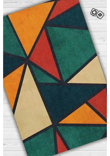 Üçgenler,Geometrik Halı,Renkli Mutfak Halısı,Şekilli Genç Odası Halısı,Dokuma Tabanlı Halı