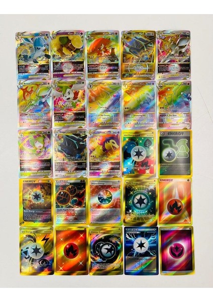 Pokemon Vstar, ve Energy Kart Bir Arada Set (25 Adet Parlak Kart)