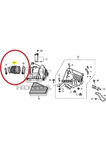 Honda Civic 1.6 D. 2012 - 2016 Hava Filtre Hortumu 17228RZ0G00