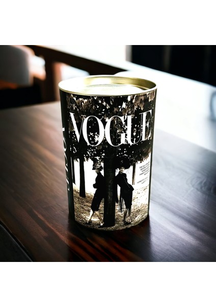Dekoratif Silindir Kutu, Vogue Ağaç Figürlü Metal Kapaklı Dekoratif Kutu modelleri