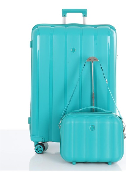 Polipropilen Büyük Boy Seyahat Valiz Seti Teleskopik Sap ve Şifreli Kilitli