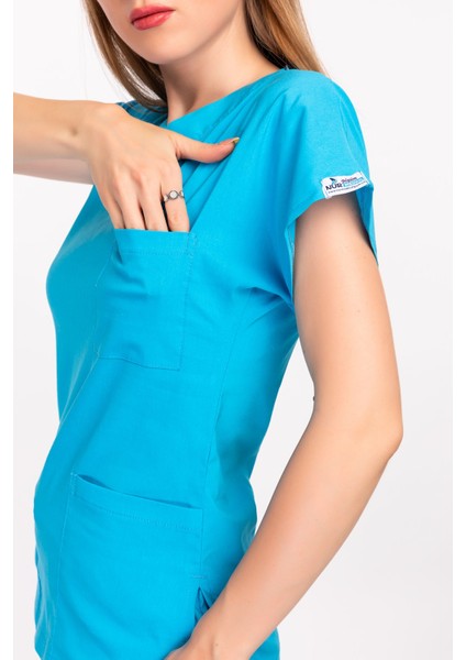 Gökyüzü Likralı Doktor Hemşire Cerrahi Hastane Scrubs Üniforma Takımı fiyatları