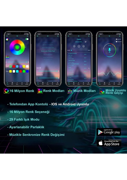 Araç Içi Neon Rgb Araç Içi LED Ip Neon LED modelleri