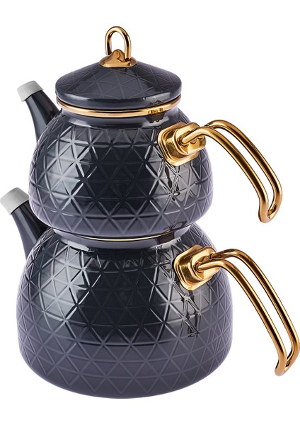 Kristal Antrasit Emaye Midi Çaydanlık