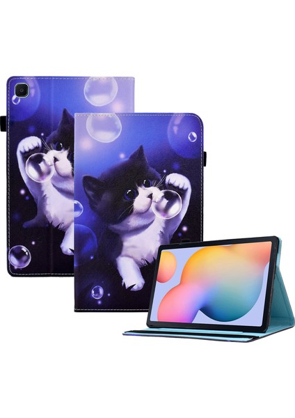Samsung Galaxy Tab S6 Lite (2022) / Tab S6 Lite Tablet Standı Kılıf Kılıfı Deri Kart Yuvaları Elastik Bantlı Kapak (Yurt Dışından)