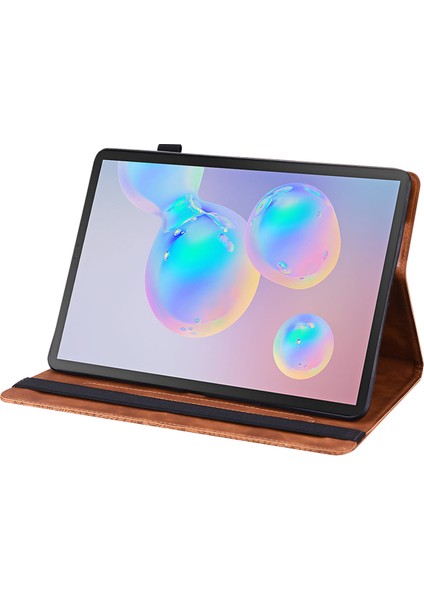 Samsung Galaxy Tab S6 Pu Deri Tablet Kılıf Çiçek Baskı Kapak Kartı Tutucu (Yurt Dışından)