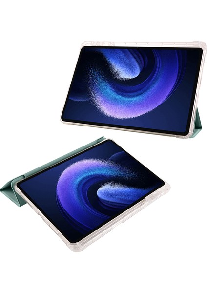 Xfashion Xiaomi Pad 6 / Pad Için 6 Pro Tri-Katı Stand Pu Pu Deri Şeffaf Arka Tablet Kapak (Yurt Dışından)