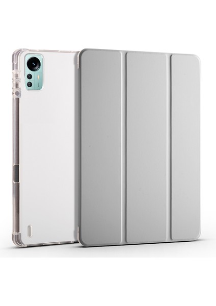 Xiaomi Pad 5 Pro 12.4 (2022) Stand Kılıfı Üçlü Pu Deri Şeffaf Arka Tablet Kapak (Yurt Dışından)