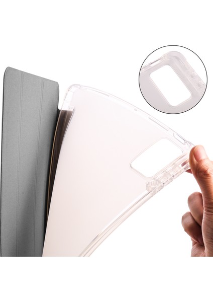 Xiaomi Pad 5 Pro 12.4 (2022) Stand Kılıfı Üçlü Pu Deri Şeffaf Arka Tablet Kapak (Yurt Dışından)