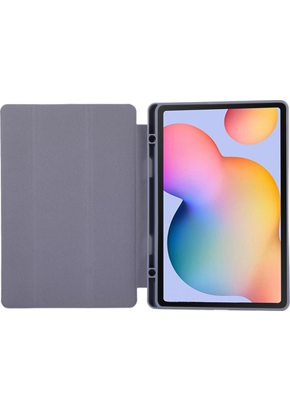Samsung Galaxy Tab S6 Lite / Tab S6 Lite (2022) Için Deri Tablet Kasası, Düz Renkli Üç Katlı Stand Kapağı (Yurt Dışından)