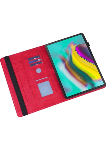 Samsung Galaxy Tab S5E Için SM-T720 Pu Deri Deri Stand Tablet Kılıf Çiçek Baskı Kart Tutucu Koruma Kapağı (Yurt Dışından)