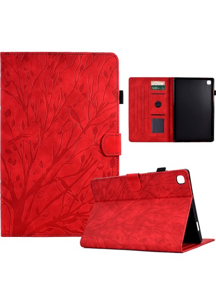 Samsung Galaxy Tab Için A 10.1 (2019) T510 T515 Tablet Kapak Pu Deri Stand Kartı Tutucu Ağacı Kılıf (Yurt Dışından)