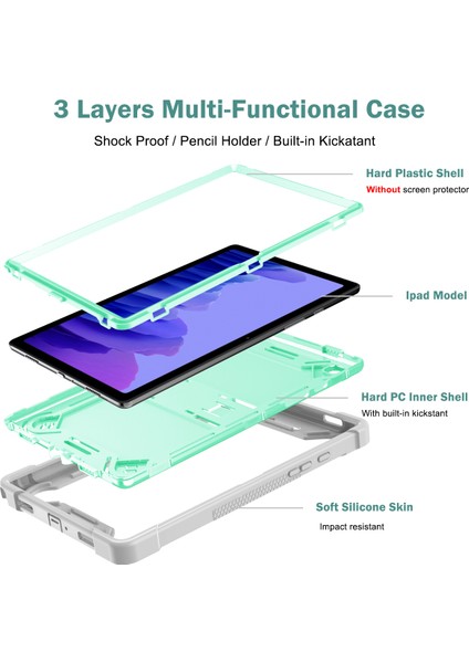 Samsung Galaxy Sekmesi Için A7 10.4 (2020) / (2022) Tablet Kılıf Silikon + Pc Koruyucu Zırh Kickstand Kapak (Yurt Dışından)