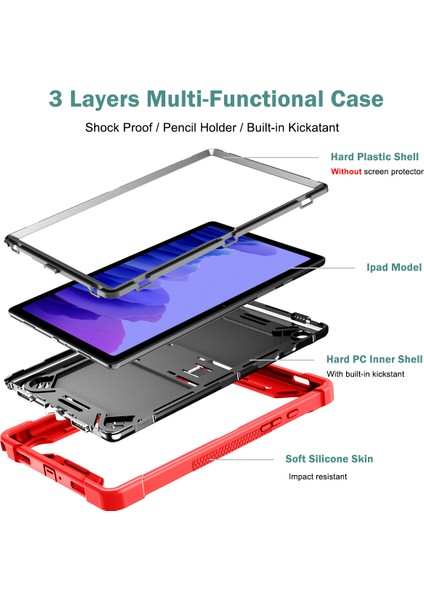 Samsung Galaxy Sekmesi Için A7 10.4 (2020) / (2022) Tablet Kılıf Silikon + Pc Koruyucu Zırh Kickstand Kapak (Yurt Dışından)