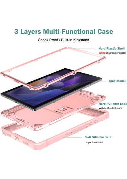 Samsung Galaxy Tab A8 10.5 (2021) / (2022) Tablet Kılıf Kickstand Silikon + Pc Şok Geçirmez Zırh Kapağı (Yurt Dışından)