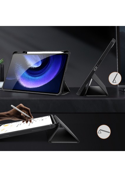 Xfashion Xiaomi Pad 6 / Pad 6 Pro Shockroof Case, Pu Deri + Tpu + Akrilik Tablet Kılıf Üçlü Stand Kapağı (Yurt Dışından)