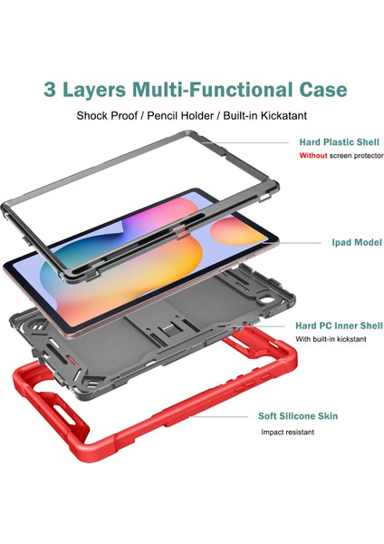 Samsung Galaxy Tab S6 Lite (2022) / S6 Lite Esnek Silikon + Pc Tablet Kılıf Kickstand Koruma Kapağı (Yurt Dışından) modelleri