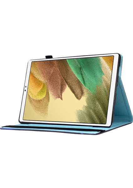 Xfashion Samsung Galaxy Tab A7 Lite 8.7 Inç T220 Tablet Kılıf Pu Deri Kart Yuvaları Elastik Bantlı Stand Kapağı (Yurt Dışından)