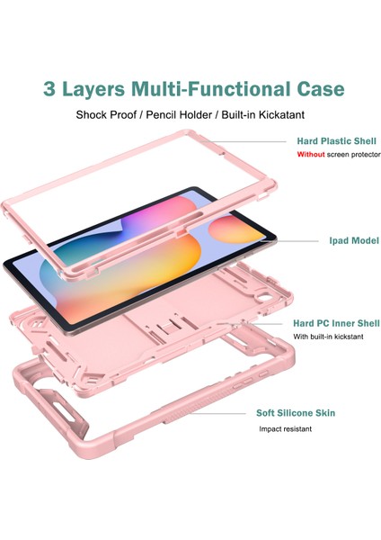 Samsung Galaxy Tab S6 Lite (2022) / S6 Lite Esnek Silikon + Pc Tablet Kılıf Kickstand Koruma Kapağı (Yurt Dışından) modelleri
