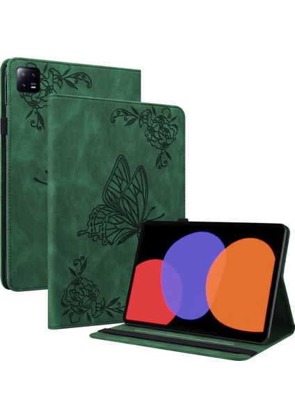 Xiaomi Pad Için Tablet Kılıf 6 Otomatik Uyandırma ve Uyku Standı Deri Kelebek Çiçek Kart Tutucu Kapak (Yurt Dışından)