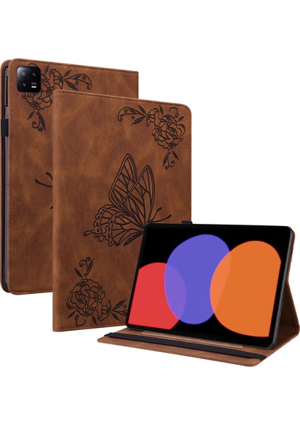 Xiaomi Pad Için Tablet Kılıf 6 Otomatik Uyandırma ve Uyku Standı Deri Kelebek Çiçek Kart Tutucu Kapak (Yurt Dışından)
