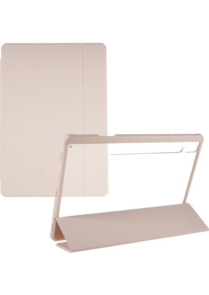 Samsung Galaxy Tab S7 Fe / Sekme S7 Plus / Sekme S8+ Cilt-Touch Tri-Kat Stand Tablet Kılıf Pu Deri Tpu Akrilik Temiz Tablet Kapak (Yurt Dışından)