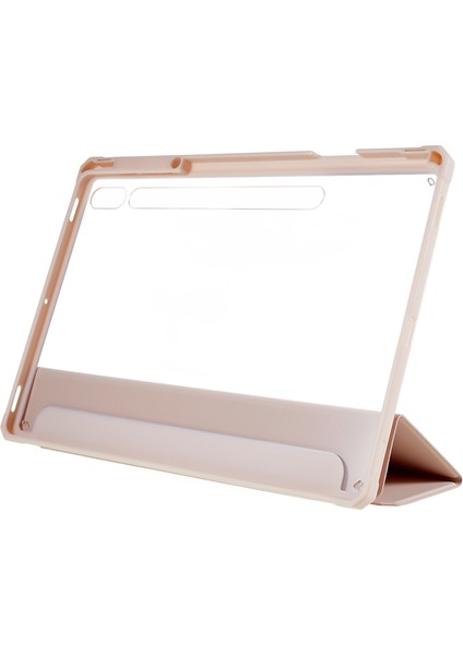 Samsung Galaxy Tab S7 Fe / Sekme S7 Plus / Sekme S8+ Cilt-Touch Tri-Kat Stand Tablet Kılıf Pu Deri Tpu Akrilik Temiz Tablet Kapak (Yurt Dışından) modelleri