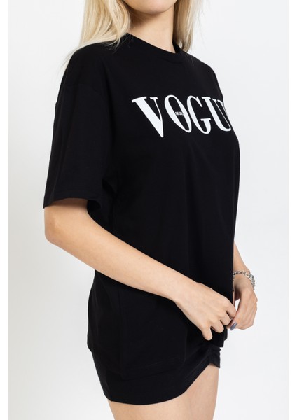 Vogue Yazılı Baskılı Tişört, Bisiklet Yaka, Pamuklu, Tarz ,trend, Sokak Stili fiyatları