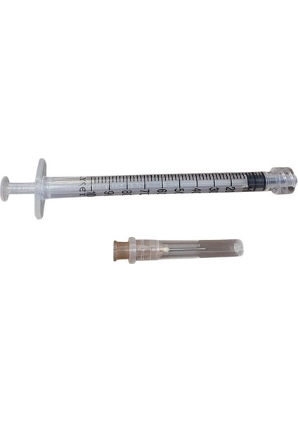- 1 ml Lüer Lock 3p 26G 0.45 x 13 mm Kahverengi Iğneli Insülin Enjektörü - 50 Adet